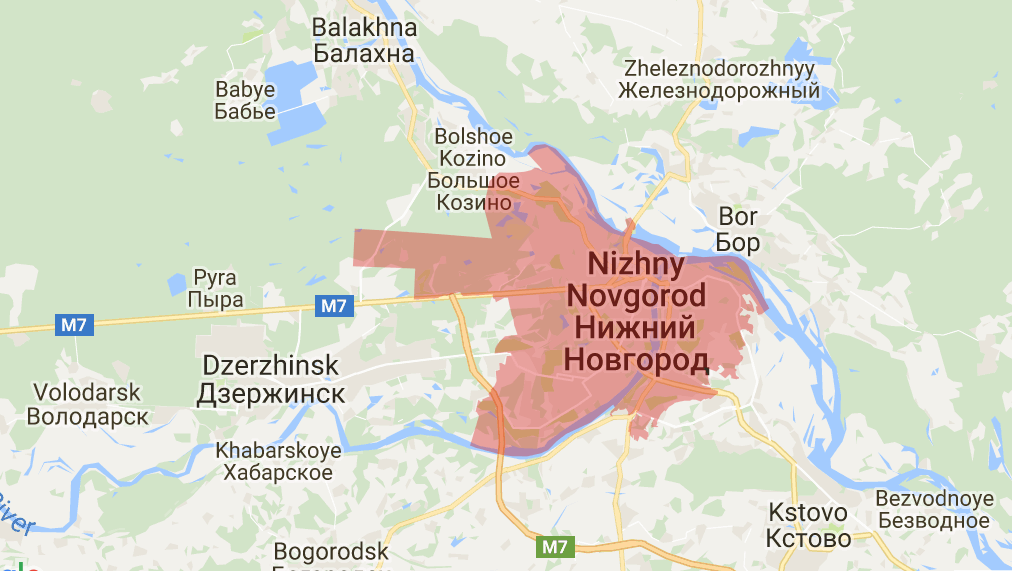 Нижний Новгород на карте